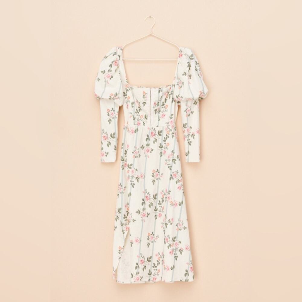 For Love & Lemons Rose Stripe Midi Dress - Picture 4 of 9